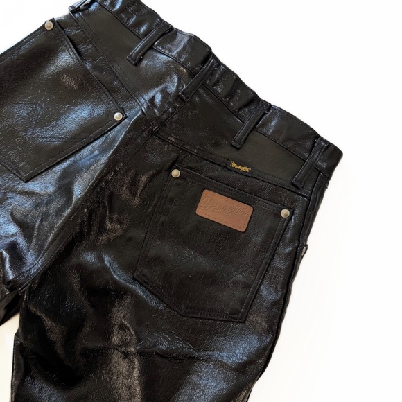 Wrangler Denim - VTG WRANGLER Jeans Womens 27 Black Coated Denim Faux Leather High Rise Vinyl